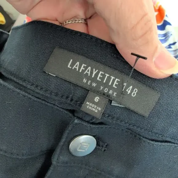 Lafayette 148 New York Navy Blue Trouser Pants - Size 6 Classic Quiet Luxury - Picture 3 of 6